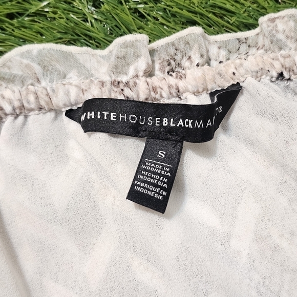 WHBM Off-the-Shoulder Blouse Pastel Chiffon Snake Print Ecru White Tan Pink Sz s - Picture 11 of 11